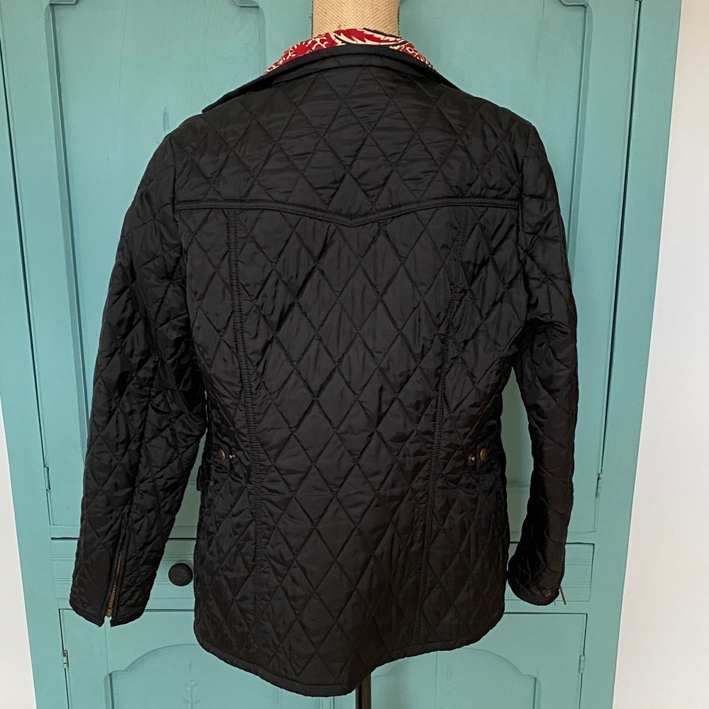 Barbour Black Quilted Utility Jacket with Red Paisley Lining - Picture 6 of 13